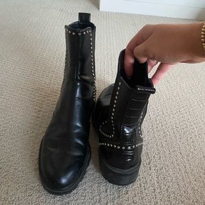 LIGHTLY USED ZARA Flat Studded Ankle Boots